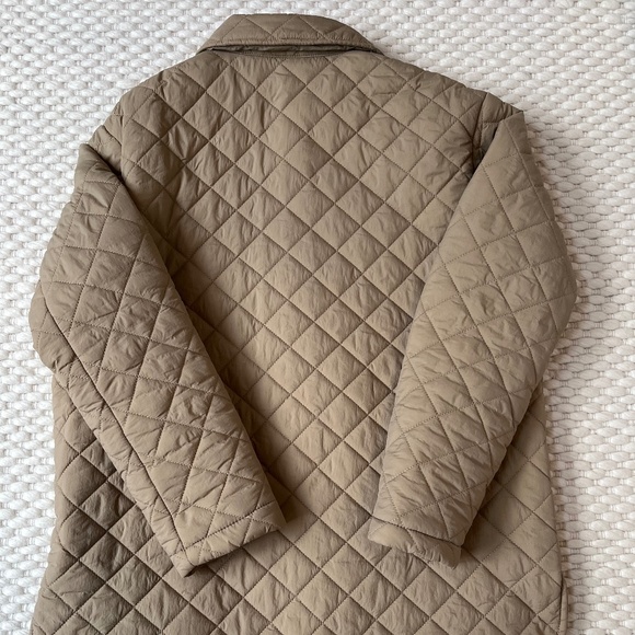 Zara Oversized Diamond Quilted Jacket Tan Gold Snap Closure Elevated Sz XS - Picture 3 of 6